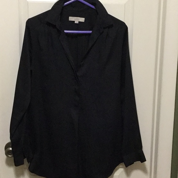 LOFT Tops - Black long blouse button up.